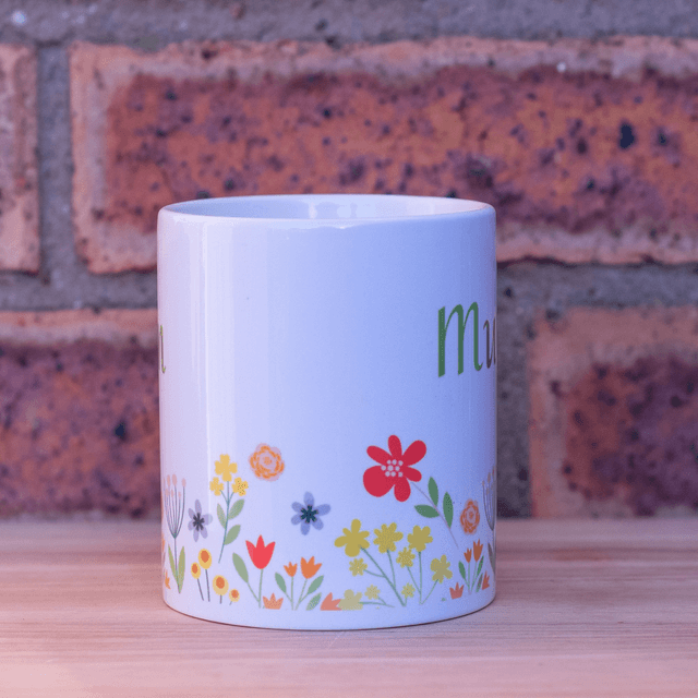Mum Mug with flowers in vibrant colours.