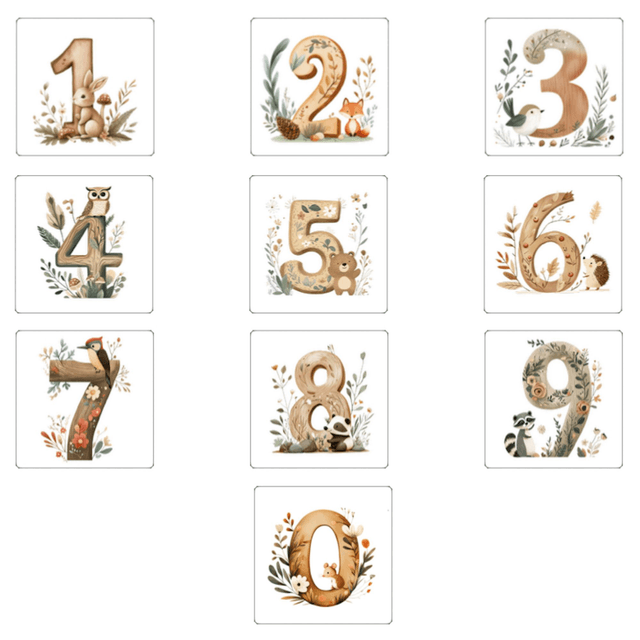 Birthday Number age card with Cute Woodland animals theme.