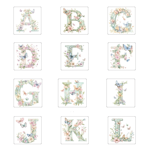 Plantable Initial Birthday card in pretty pastel tones with flowers.