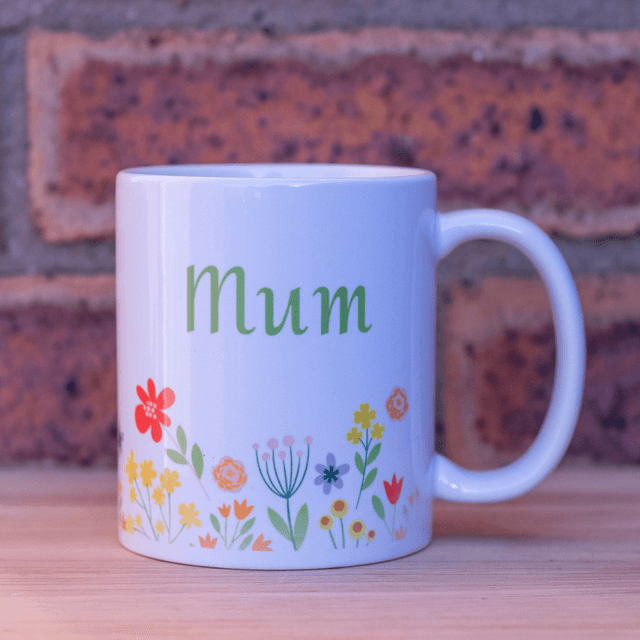 Mum Mug with flowers in vibrant colours.