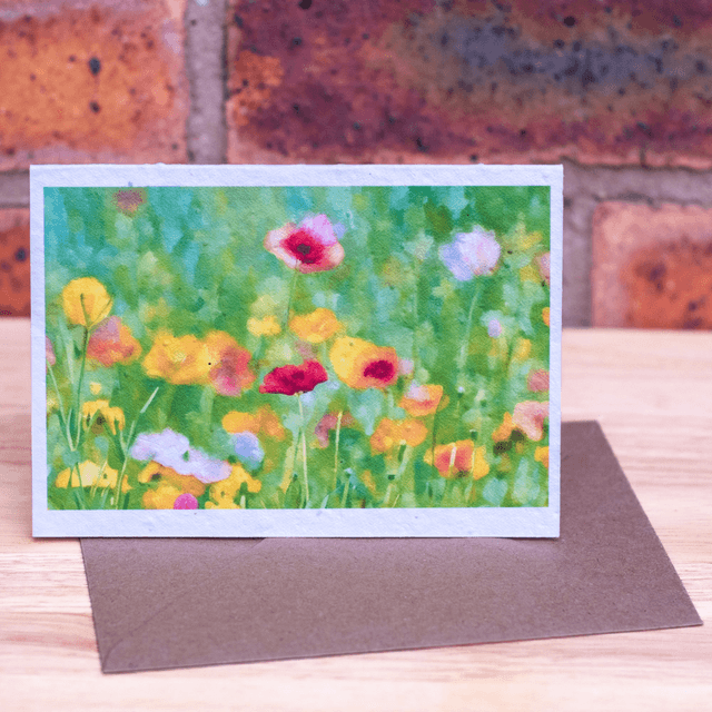 Plantable Greetings card with a Wildflower design, zero waste card