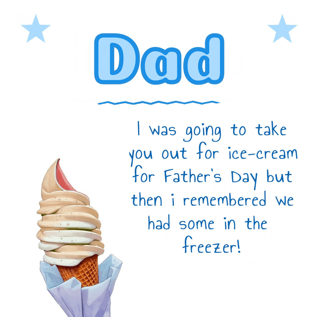 Funny Father’s Day card with an Ice-cream in soft, pastel tones. Can be personalised.