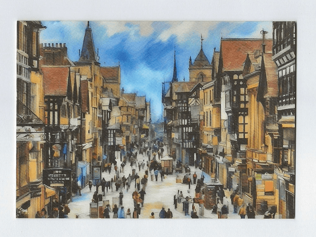 Chester Landmark Greetings Card. Artistic-Inspired Sketch. 148mmx105mm.