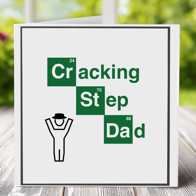 Father’s Day card with a Cracking Dad ‘Cheering’ theme in vibrant green, framed in black