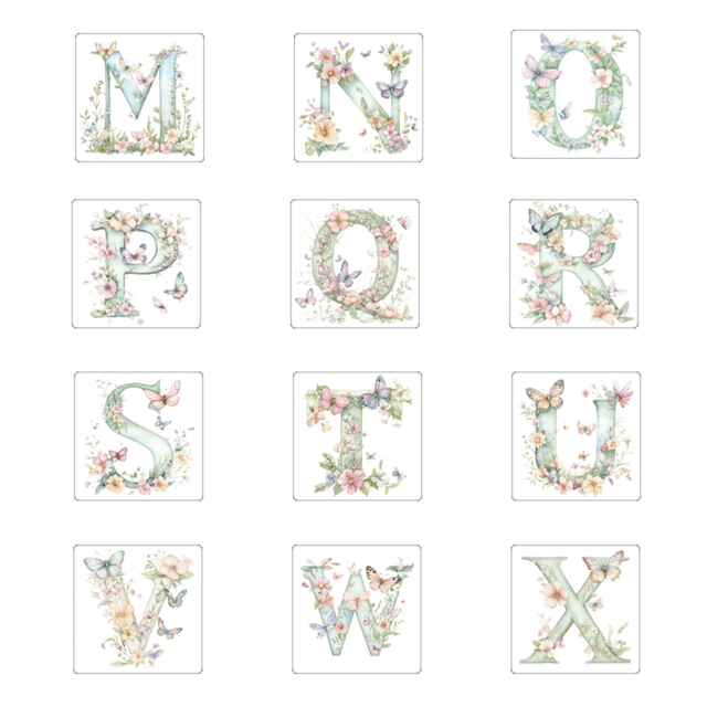 Plantable Initial Birthday card in pretty pastel tones with flowers.