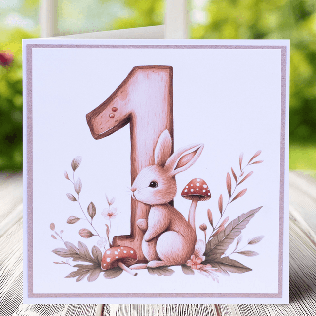 Birthday Number age card with Cute Woodland animals theme.