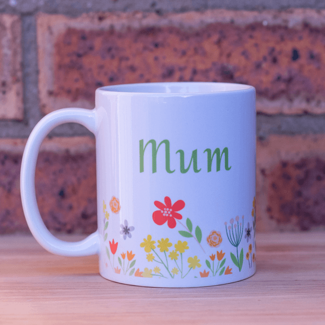 Mum Mug with flowers in vibrant colours.