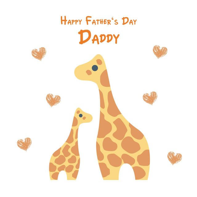 Father’s Day card with Daddy and Giraffes, in gentle muted tones.